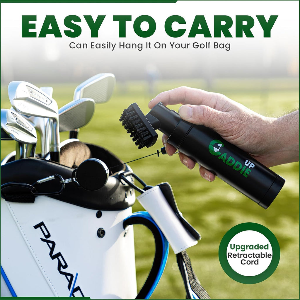 Golf Club Cleaner Brush with Water Spray - Heavy Duty Golf Brush and Groove Cleaner with Retractable Clip and 150Ml Water Capacity - Multi Use Groove Cleaning Tool for Clubs, Balls & Golf Accessories
