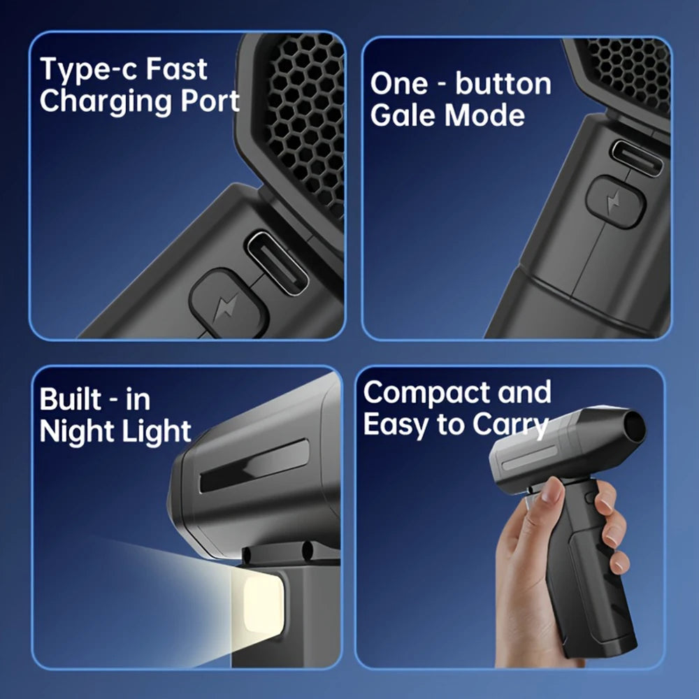 Electric Air Duster - Personal Cooling 3000Mah Rechargeable High Speed Cleaning Fan Outdoor Small Handheld Electronic Air Duster