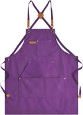 Canvas Aprons for Men Women, Heavy Duty BBQ Apron with Pockets | 100% Cotton Canvas, 16Oz Adjustable Cross Back Apron with Hardware Buckle, 32" X 27" Full Coverage, for Kitchen Grilling