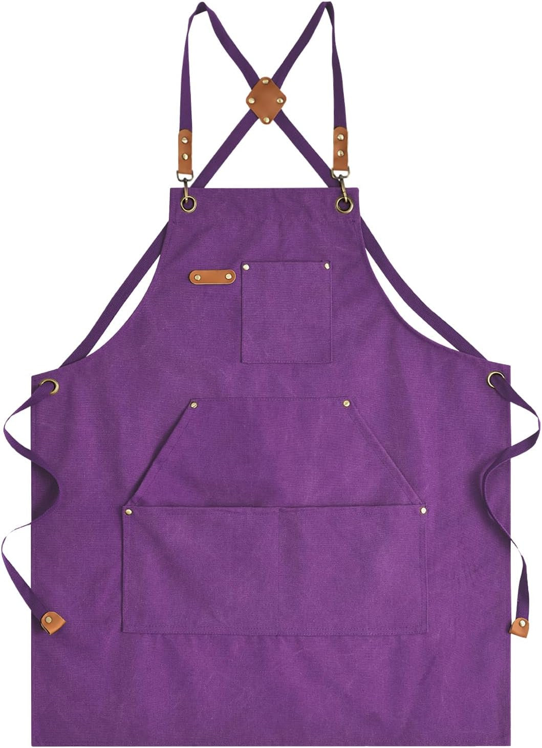 Canvas Aprons for Men Women, Heavy Duty BBQ Apron with Pockets | 100% Cotton Canvas, 16Oz Adjustable Cross Back Apron with Hardware Buckle, 32" X 27" Full Coverage, for Kitchen Grilling