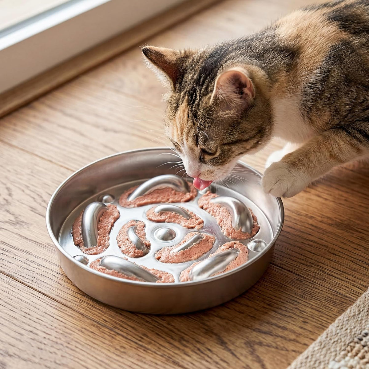 2 Pack Stainless Steel Slow Feeder Bowls for Dogs Cats, 3 Cups Heavy Duty Large Capacity Slow Feed, Durable Chew Proof Design for Fast Eaters, Anxiety Relief, Calm Feeding, Dishwasher Safe