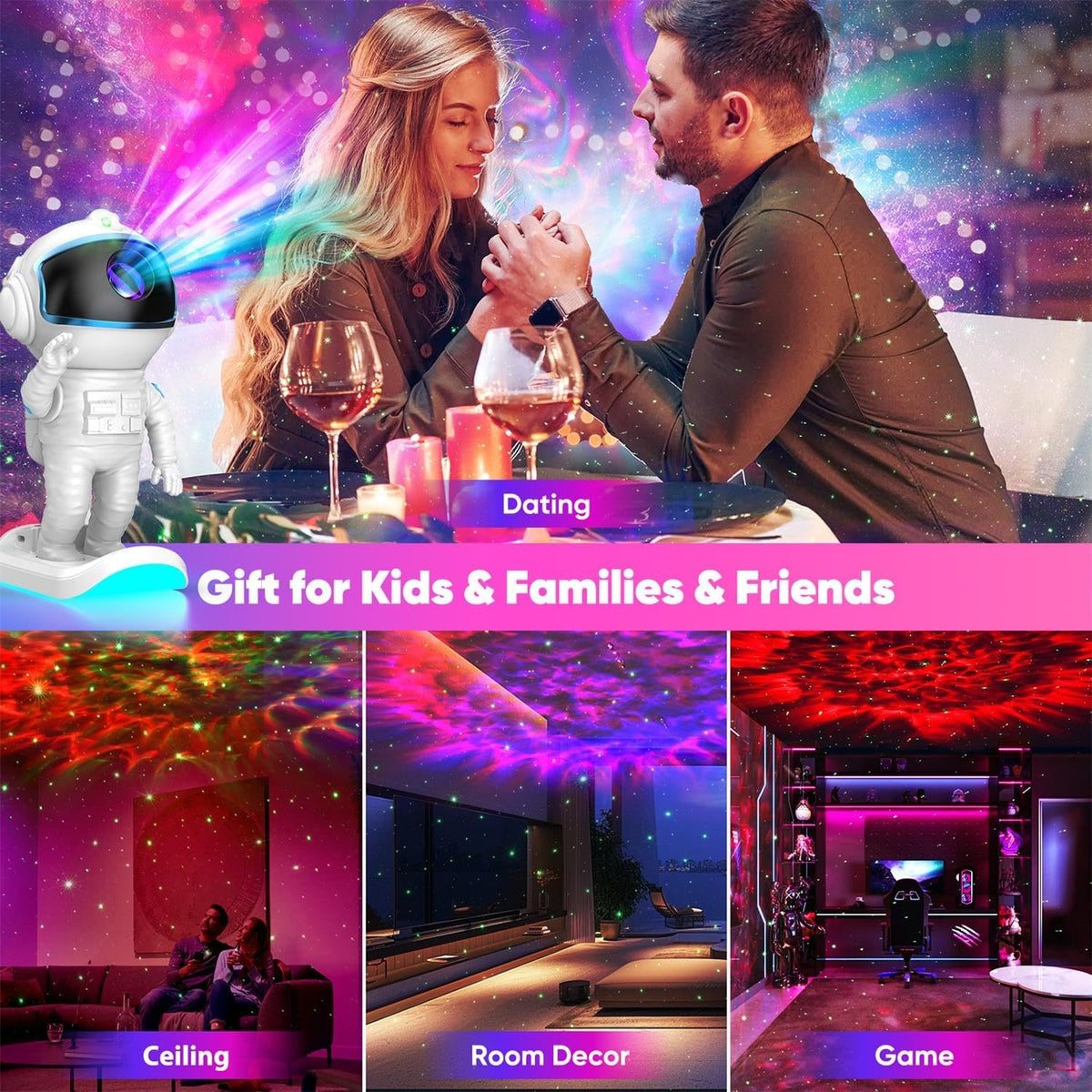 Astronaut Galaxy Projector, Star Night Light for Kids Bedroom | Galaxy Light Projector with Timer Remote, Teen Girls Gifts Trendy Stuff for Boys Adults Christmas Birthday Room Decor