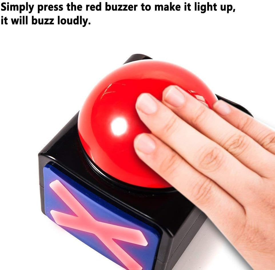 Game Buzzers 2 Pcs, Answer Buzzer for Trivia Games with Lights and Sound Game Show Button Family Feud Board Game for Adults