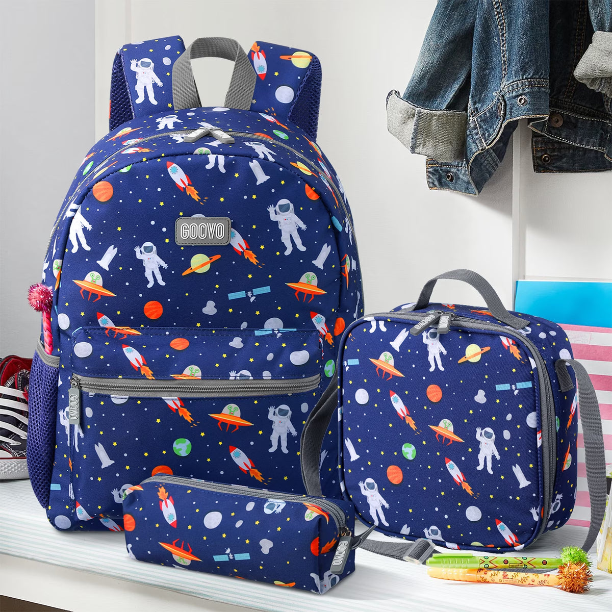 Kids Backpack for Boys, Space Waterproof Toddler Bookbag for Kids School Backpacks
