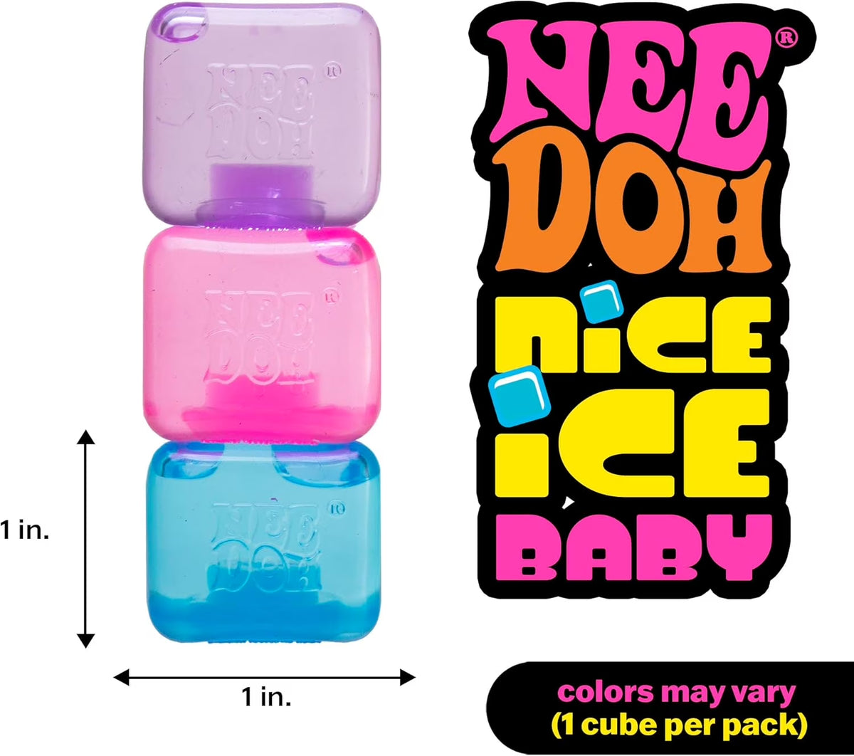 Schylling  Nice Ice Baby - Sensory Squeeze Toy - Single Mini Nice Cube in Assorted Colors - Ages 3+ (Pack of 1)