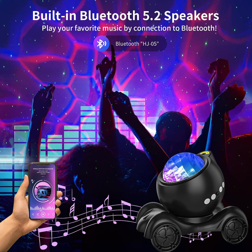 Galaxy Projector Night Light, Star Bluetooth Speaker, Solid Black | 33 Dynamic Light Effects, 8 Soothing White Noises, Remote Timer, 360° Adjustable Projection Angle, Ideal Gift, Home Decor