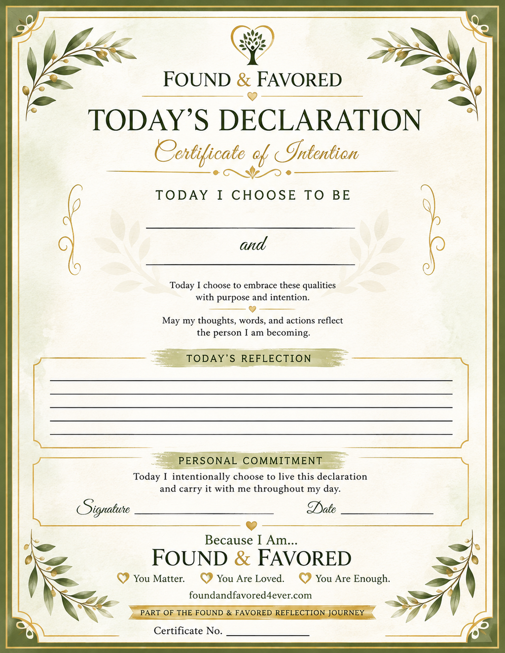 🌿 Today's Declaration Certificate