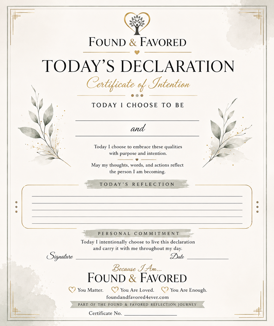 🌿 Today's Declaration Certificate