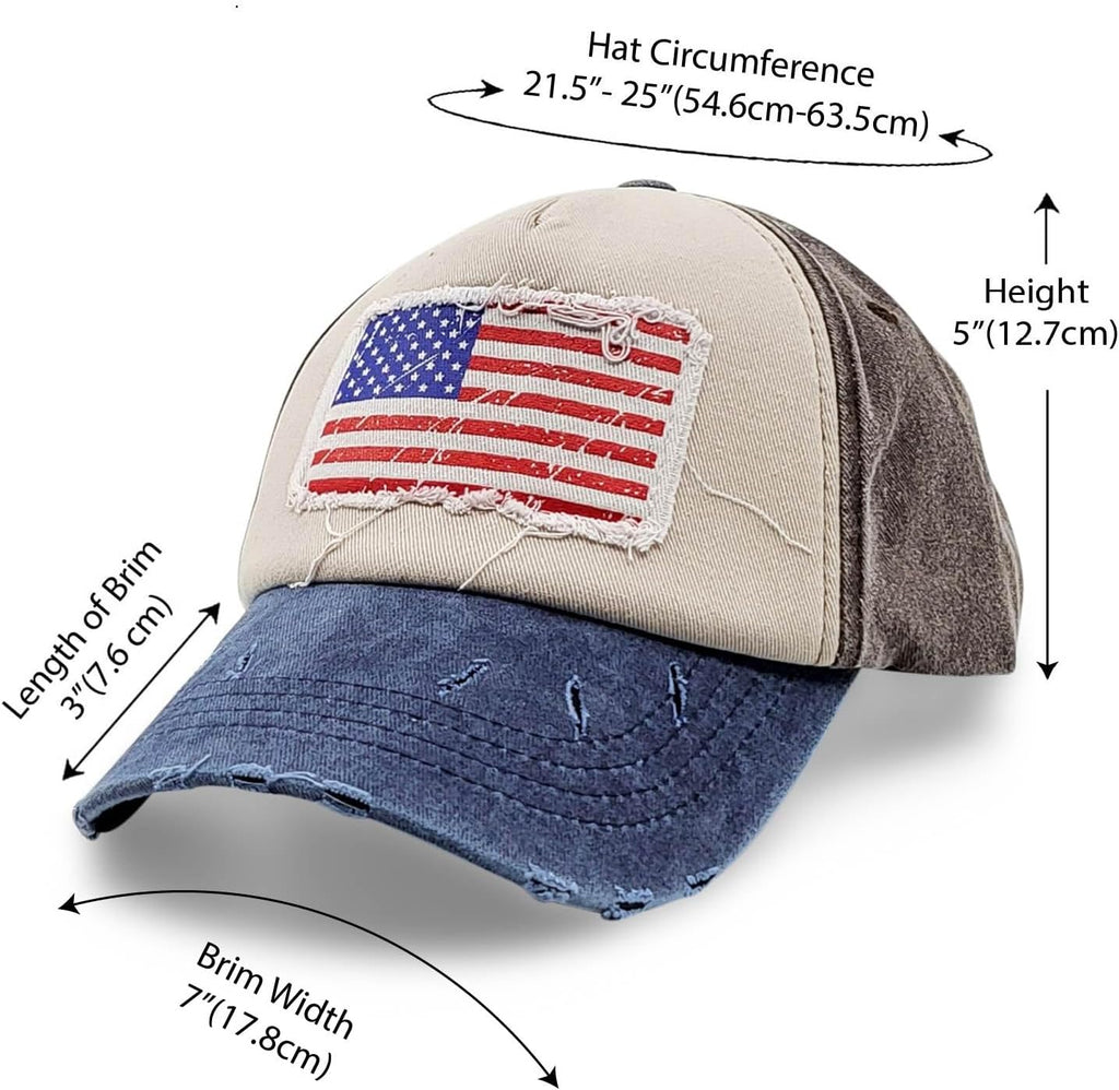 Vintage Distressed USA Hat - Mens Baseball Cap with American Flag, Perfect Veteran Ballcap, American Flag Baseball Cap