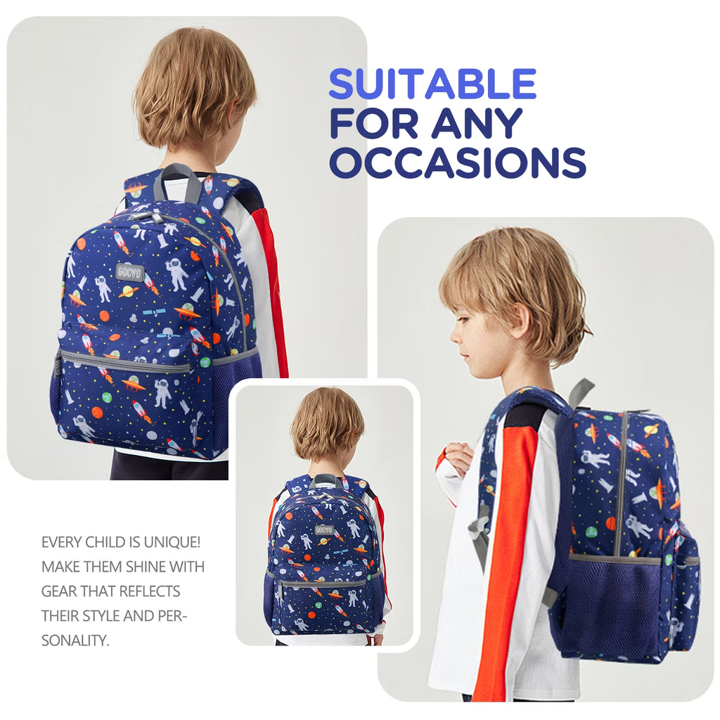 Kids Backpack for Boys, Space Waterproof Toddler Bookbag for Kids School Backpacks