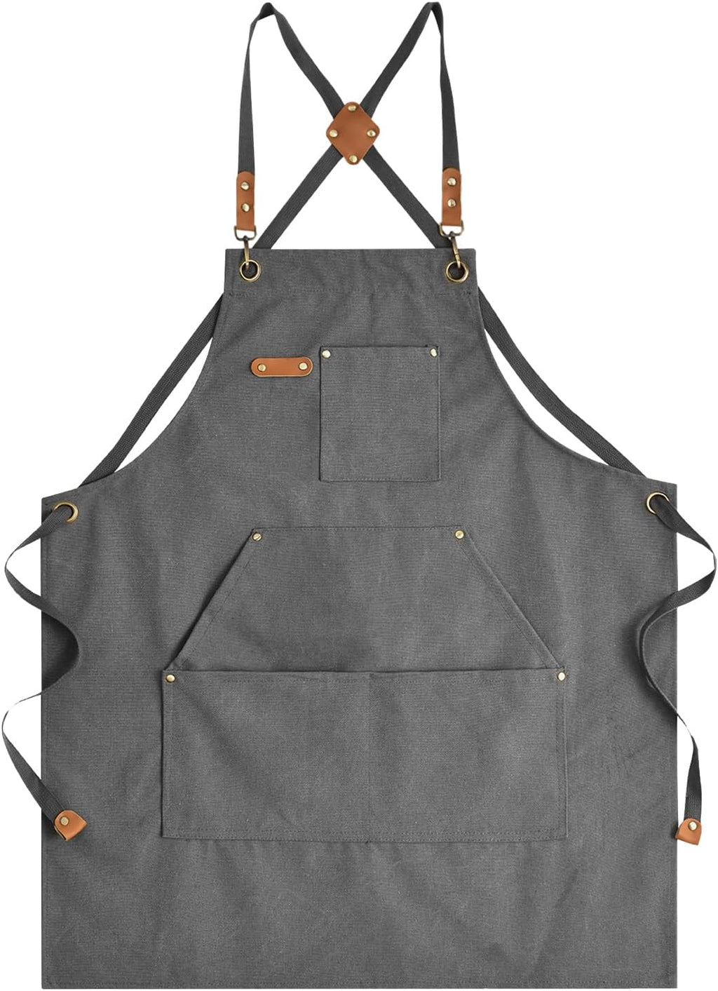 Canvas Aprons for Men Women, Heavy Duty BBQ Apron with Pockets | 100% Cotton Canvas, 16Oz Adjustable Cross Back Apron with Hardware Buckle, 32" X 27" Full Coverage, for Kitchen Grilling