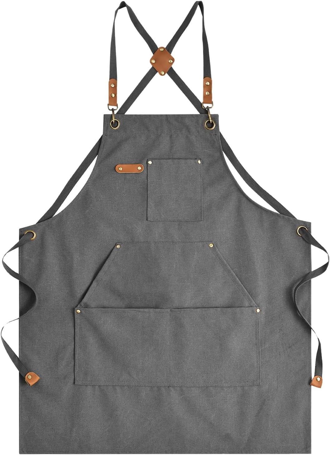 Canvas Aprons for Men Women, Heavy Duty BBQ Apron with Pockets | 100% Cotton Canvas, 16Oz Adjustable Cross Back Apron with Hardware Buckle, 32" X 27" Full Coverage, for Kitchen Grilling