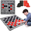Giant Checkers Set - 3-In-1 with Reversible Mat - Ages 6+ | 28 in Play Surface, 25 Jumbo Pieces, Plastic Construction, Includes Storage Bag, 2 Player Game, 26 X 26 in Board