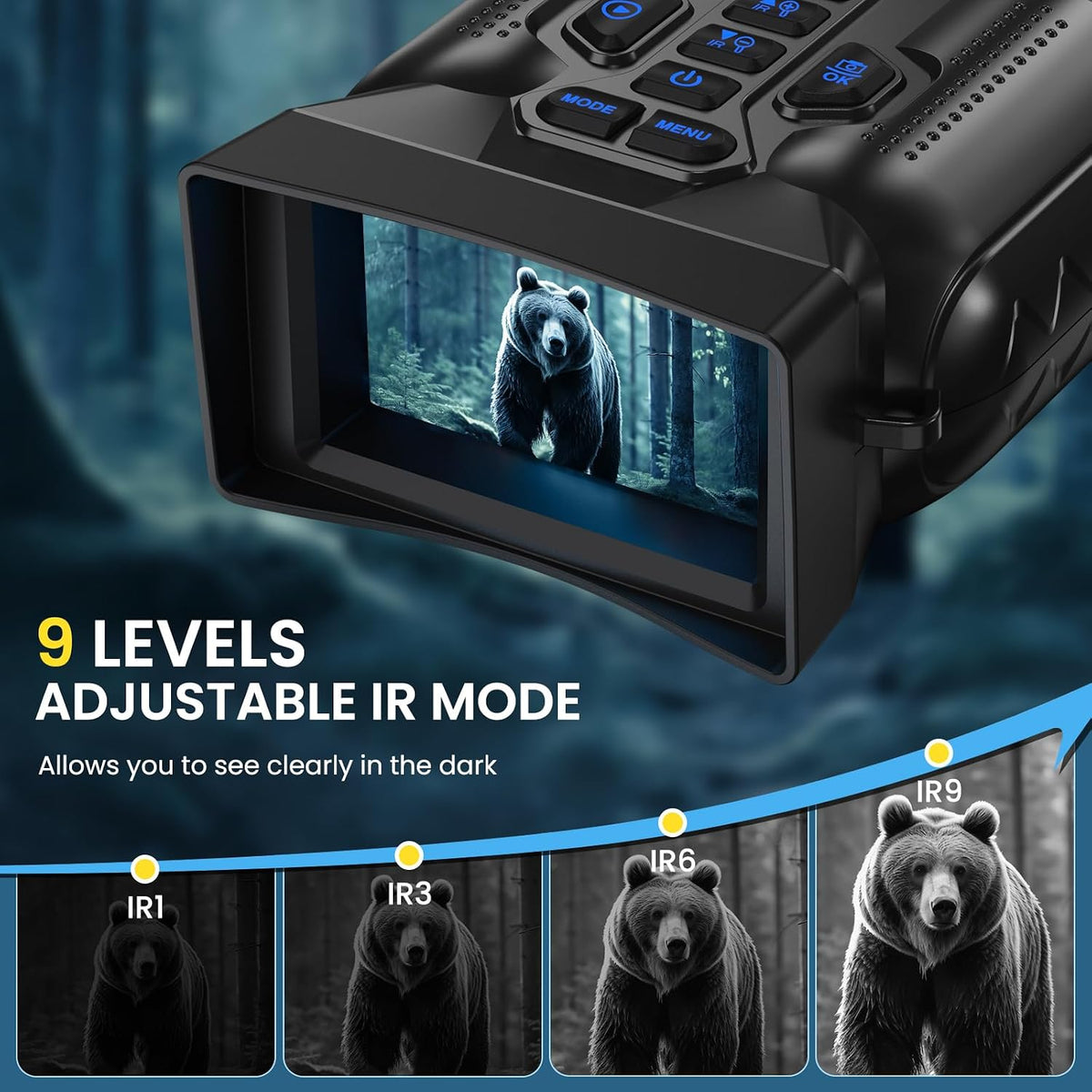4K Night Vision Goggles for Adult,1000Ft View Range Night Vision Binoculars | Infrared Binoculars with 5000Mah Rechargeable Battery,16X Zoom,32Gb TF Card,Photo&Video Recording,Compact,Ideal Gifts for Men