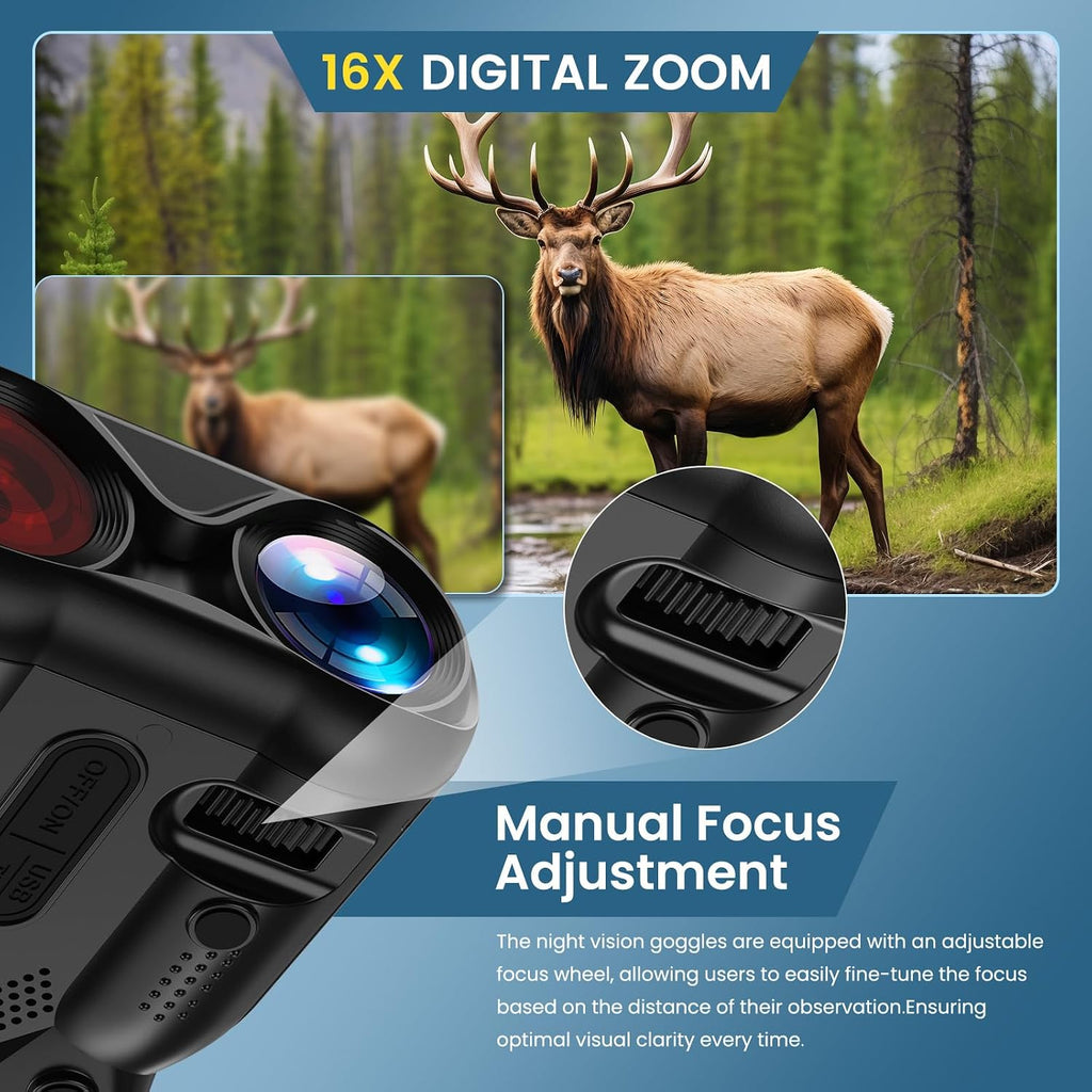 4K Night Vision Goggles for Adult,1000Ft View Range Night Vision Binoculars | Infrared Binoculars with 5000Mah Rechargeable Battery,16X Zoom,32Gb TF Card,Photo&Video Recording,Compact,Ideal Gifts for Men