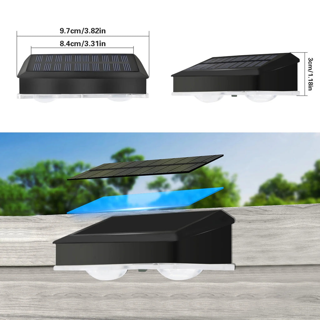 Qocolhg Solar Lights Outdoor Waterproof, Motion Sensor Wireless Solar Wall Light, Dusk to Dawn Outdoor Security Wall Lamps Fence Lights Solar Gutter Light for Corridor Balcony Courdyard Garage Patio