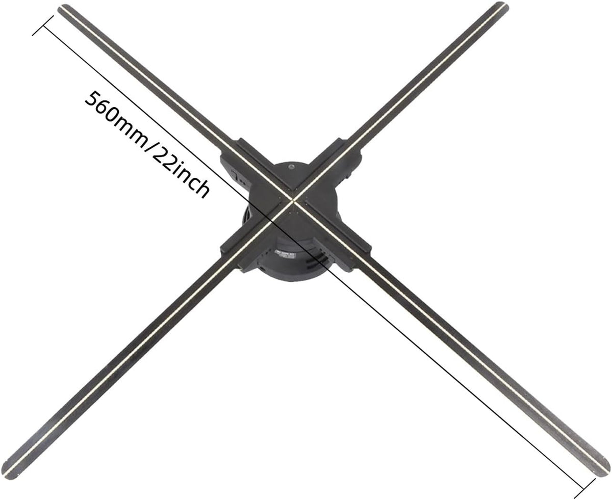 22 in 3D Hologram Fan with Wifi App and Remote & 1500 Videos | HD Holographic Projection 672 Leds,Bluetooth Audio,App Control,Display for Shops,Events,Bars,Offices,Halloween and Christmas