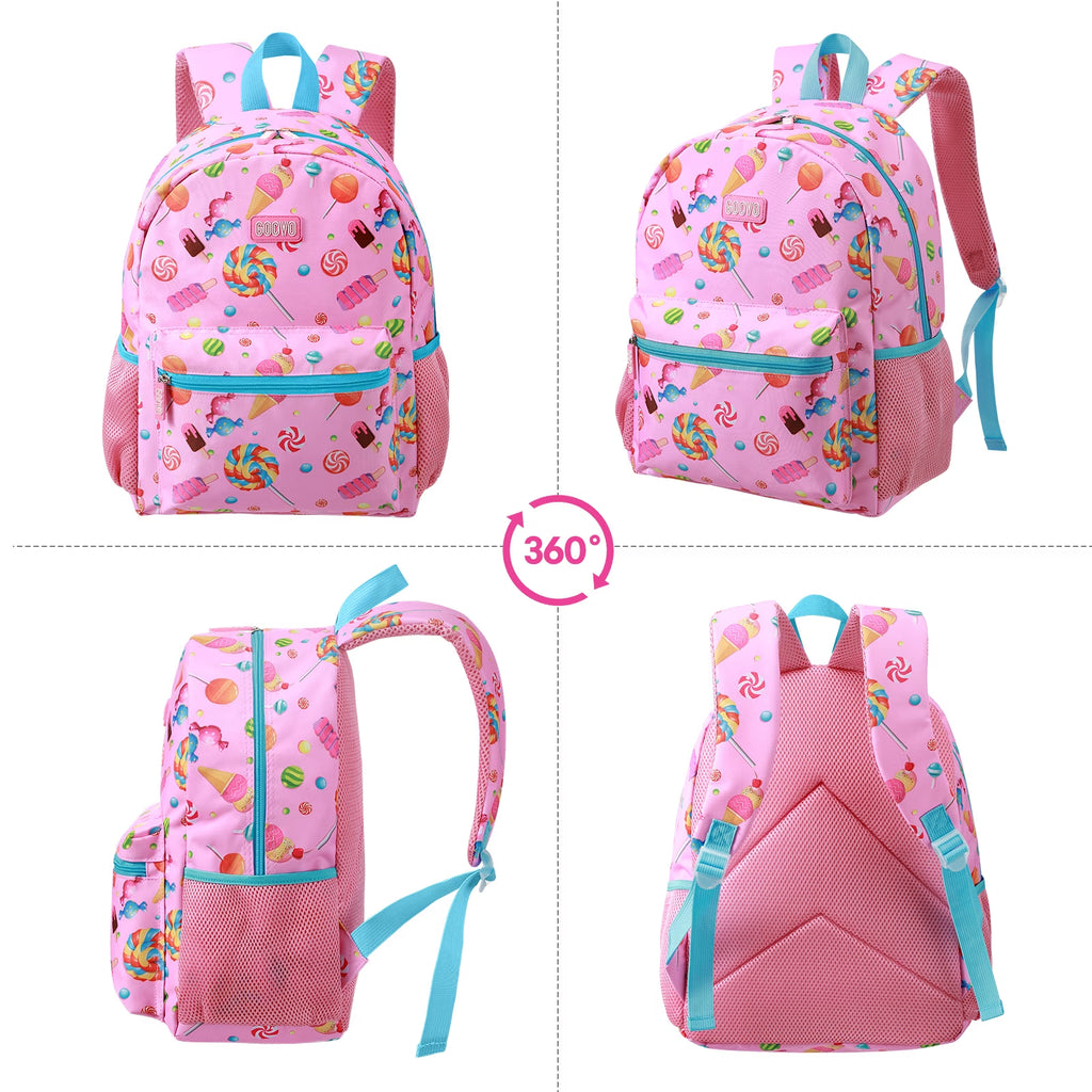 Kids Backpack for Girls, Waterproof Teens Bookbag Cute School Backpacks, Candy Pattern