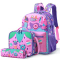 Kids Backpack for Girls, Waterproof Teens Bookbag Cute School Backpacks, Students Bookbag Set with Lunch Box(Donut)