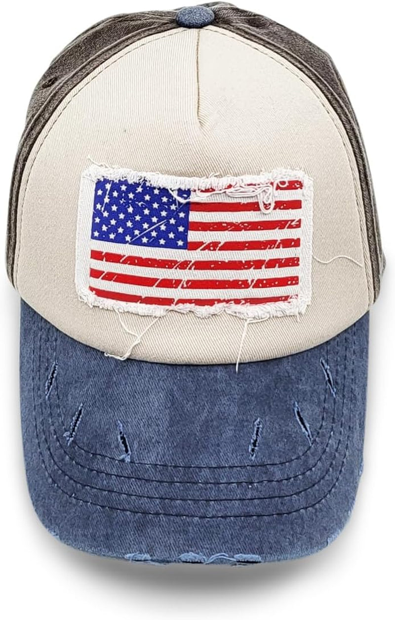 Vintage Distressed USA Hat - Mens Baseball Cap with American Flag, Perfect Veteran Ballcap, American Flag Baseball Cap