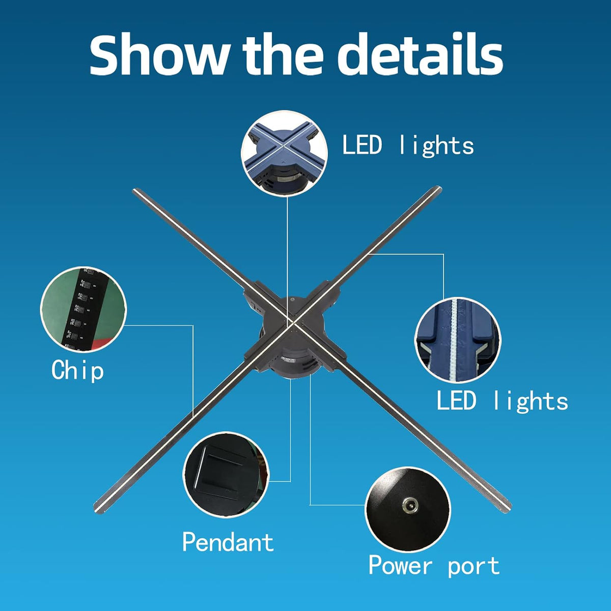 22 in 3D Hologram Fan with Wifi App and Remote & 1500 Videos | HD Holographic Projection 672 Leds,Bluetooth Audio,App Control,Display for Shops,Events,Bars,Offices,Halloween and Christmas