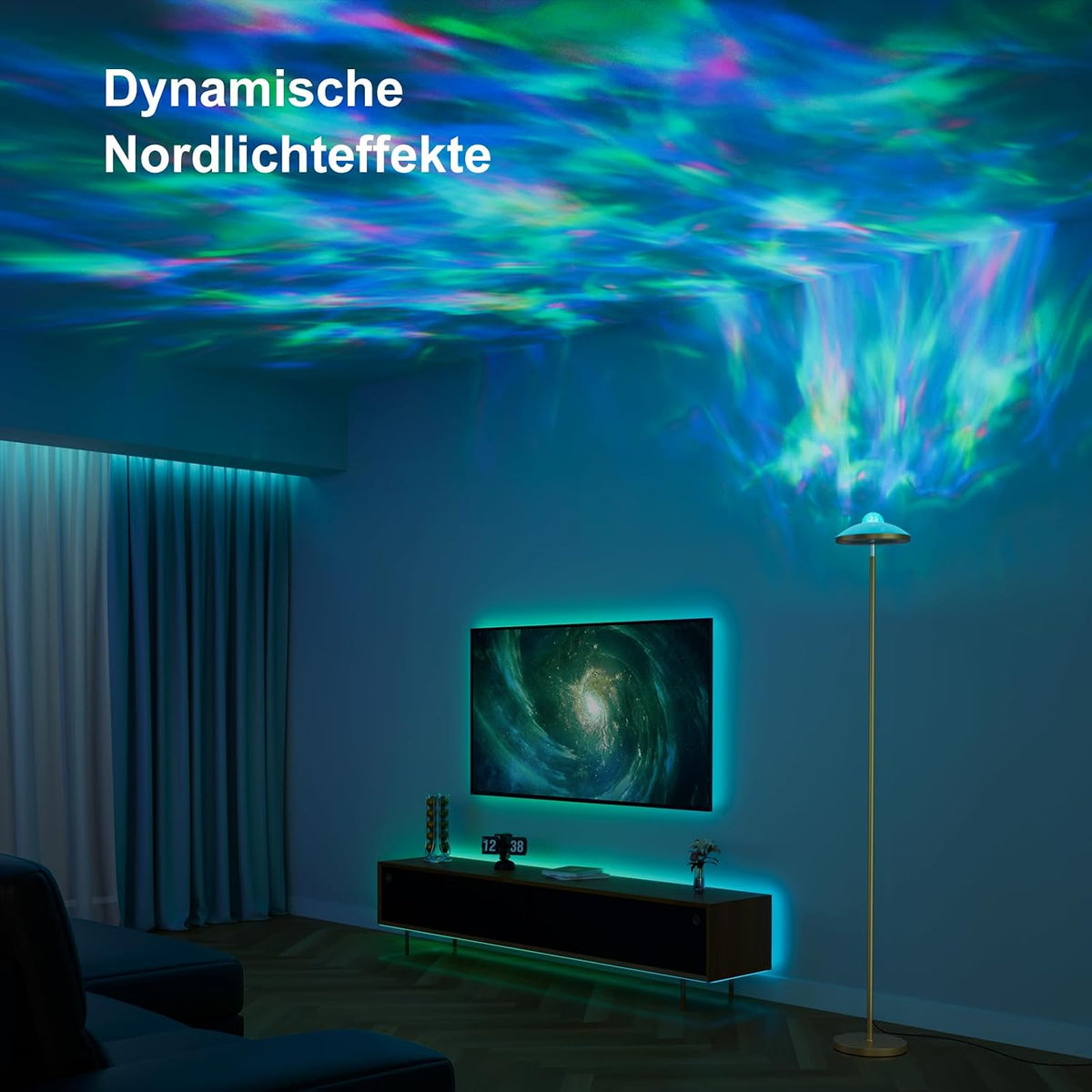3-In-1 Floor Lamp, RGB Aurora & Galaxy Star Projector, 69", Gold | Magnetic Remote & Touch, 1400 Lm, 3000K–6000K Tunable White, 10%–100% Dimmable, 1 Hr Timer for Bedrooms, Kids' Rooms & Gaming