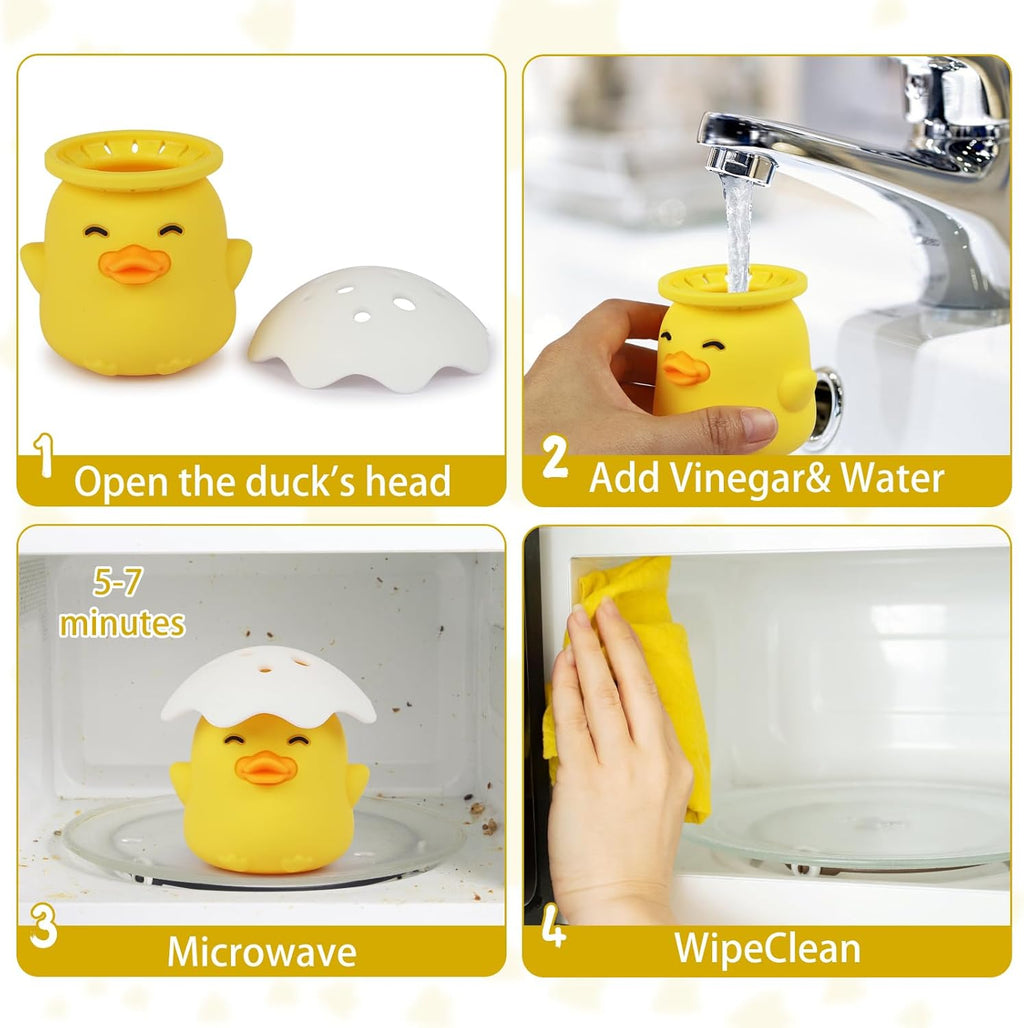Microwave Steam Cleaner, Duck Microwave Cleaner for Inside, Yellow | Just Add Vinegar and Water, Cut Cleaning Time by Half, Kitchen Gifts Accessories Gadgets