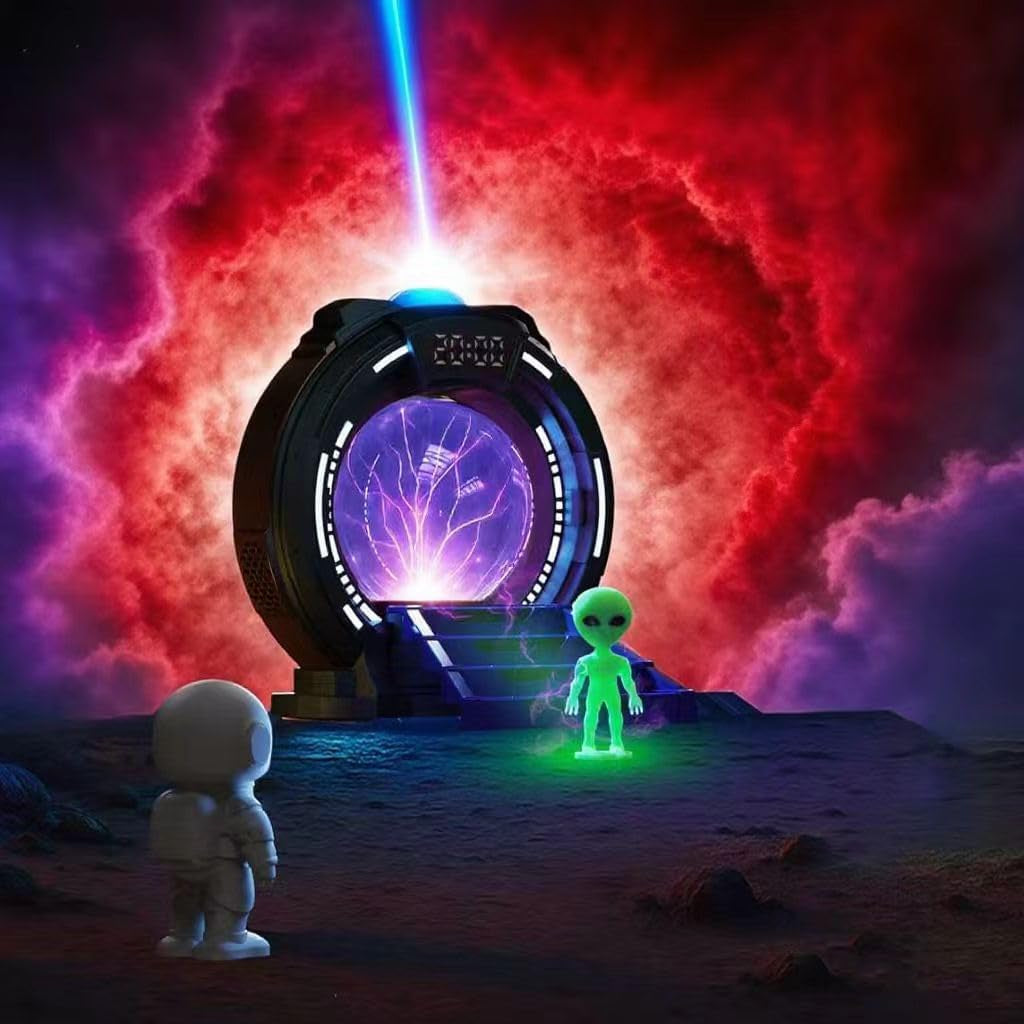 Northern Lights Projector Stargate Galaxy Night Light Plasma Globe Lamp with White Noise Sound Machine , Bluetooth Music, Time Alarm Clock, Kids Room Decor, Gift for Christmas Birthday Valentine'S Day