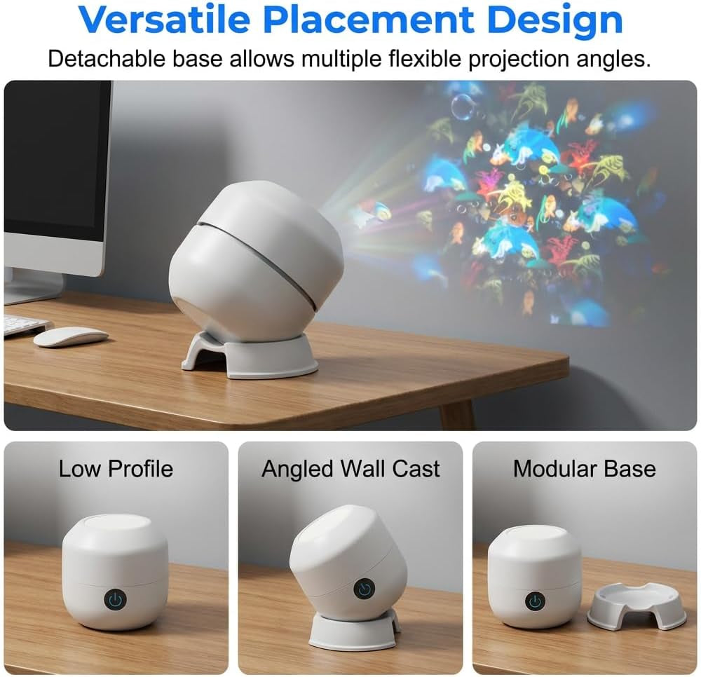 Dynamic Rotating LED Projector Light, 360° Rotating Ocean Wave Night Projection Night Light, Multi-Angle Projection Base, for Meditation, Bedroom, Home Theater (Ocean)