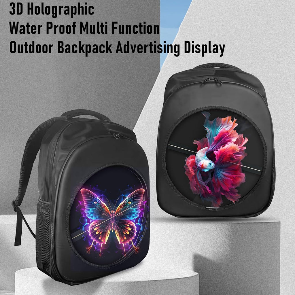3D Hologram Fan LED Backpack, 1080 X 448 Holographic Projector Advertising Bag with Remote Control, for Business Party Trade Show