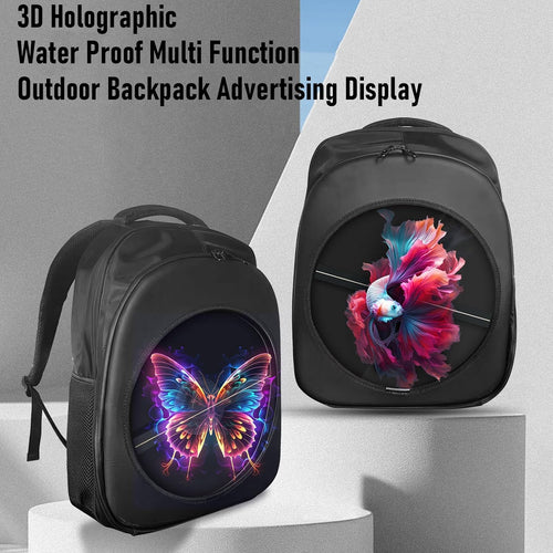 3D Hologram Fan LED Backpack, 1080 X 448 Holographic Projector Advertising Bag with Remote Control, for Business Party Trade Show