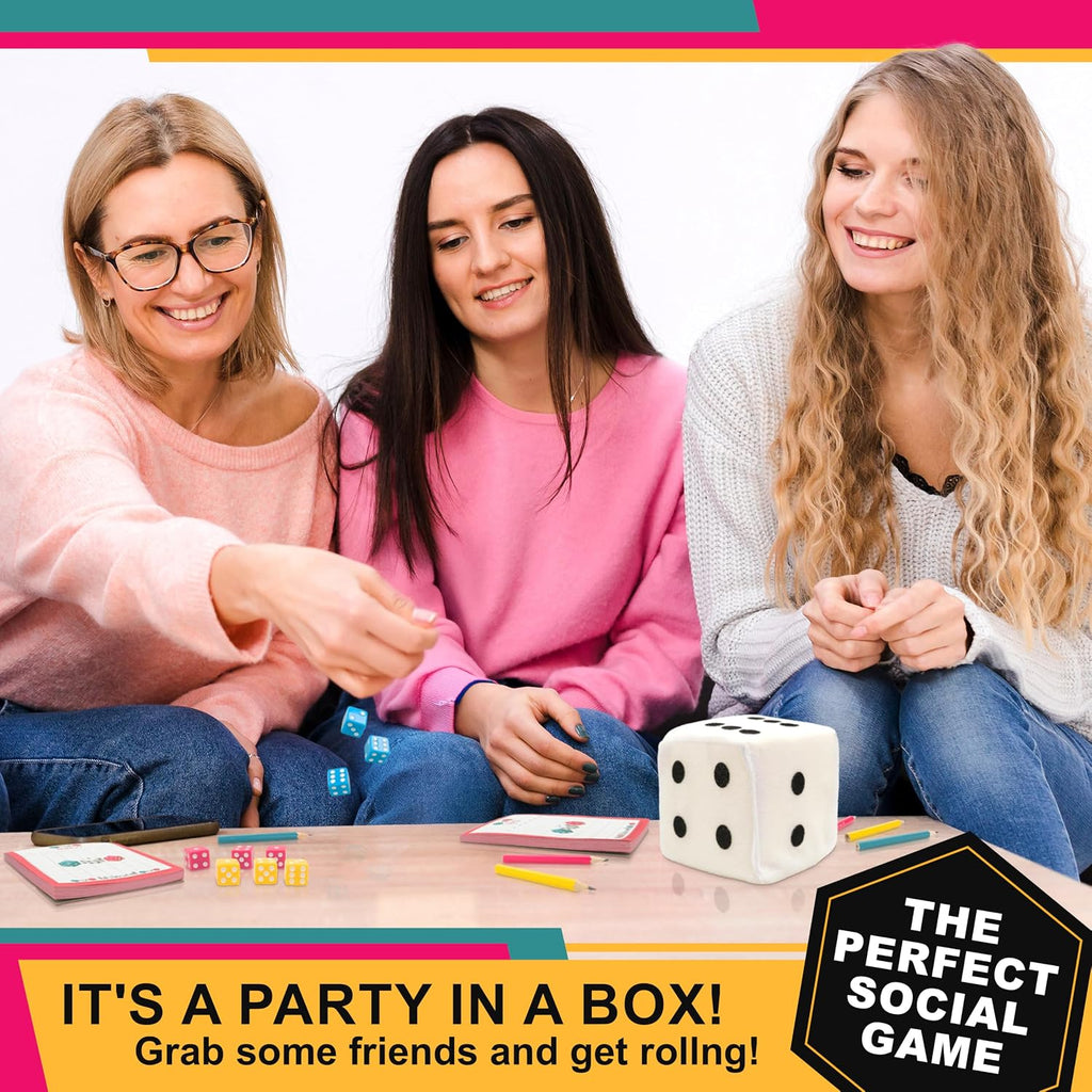 | Bunco Party in a Box Game, for Ladies Night with the Girls, Complete with Fuzzy Die! for 2 to 12 Players Ages 8 and Up, White