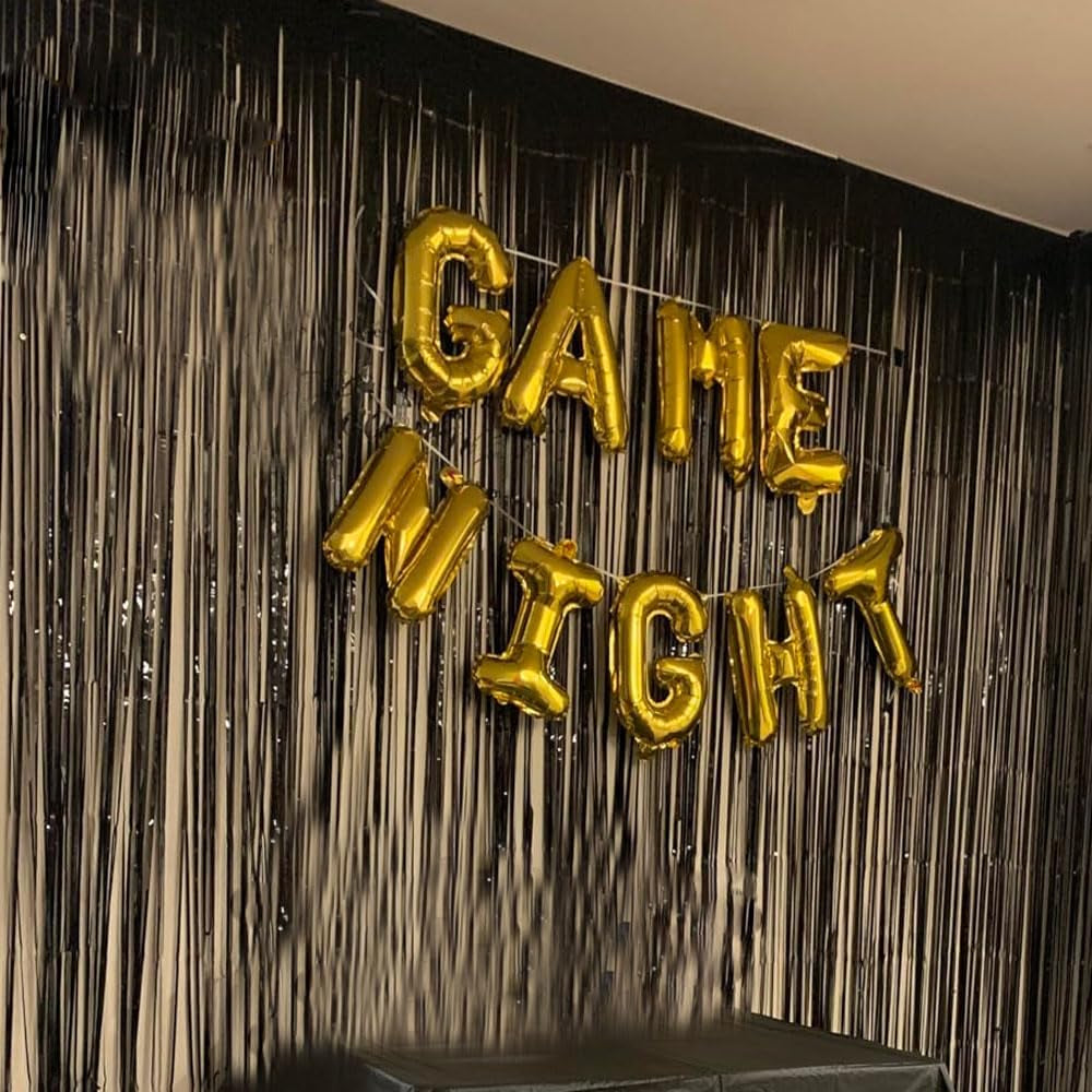 Game Night Balloon Banner,Party Backdrop Photography for Game on Birthday Party Decor Sleepover Slumber Prom Gaming Party Cake Table Decor