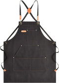 Canvas Aprons for Men Women, Heavy Duty BBQ Apron with Pockets | 100% Cotton Canvas, 16Oz Adjustable Cross Back Apron with Hardware Buckle, 32" X 27" Full Coverage, for Kitchen Grilling