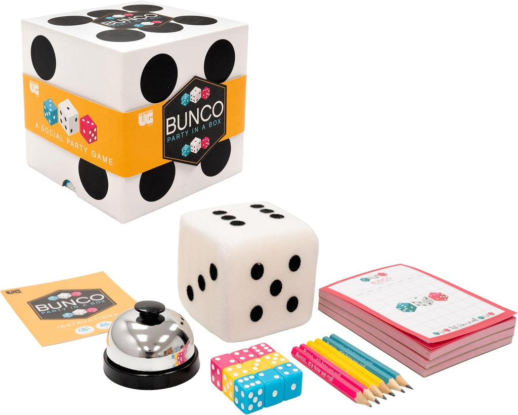 | Bunco Party in a Box Game, for Ladies Night with the Girls, Complete with Fuzzy Die! for 2 to 12 Players Ages 8 and Up, White