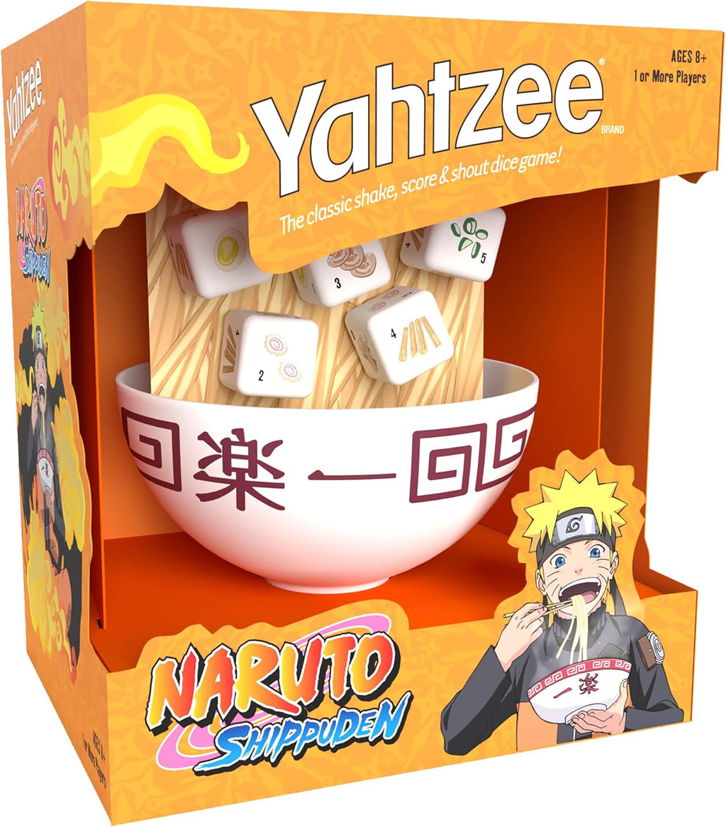 YAHTZEE: Naruto Shippuden | Collectible Ramen Bowl Dice Cup | Classic Family Dice Game Based on Anime Show | Great for Family Game Night | Officially-Licensed Naruto Game & Merchandise
