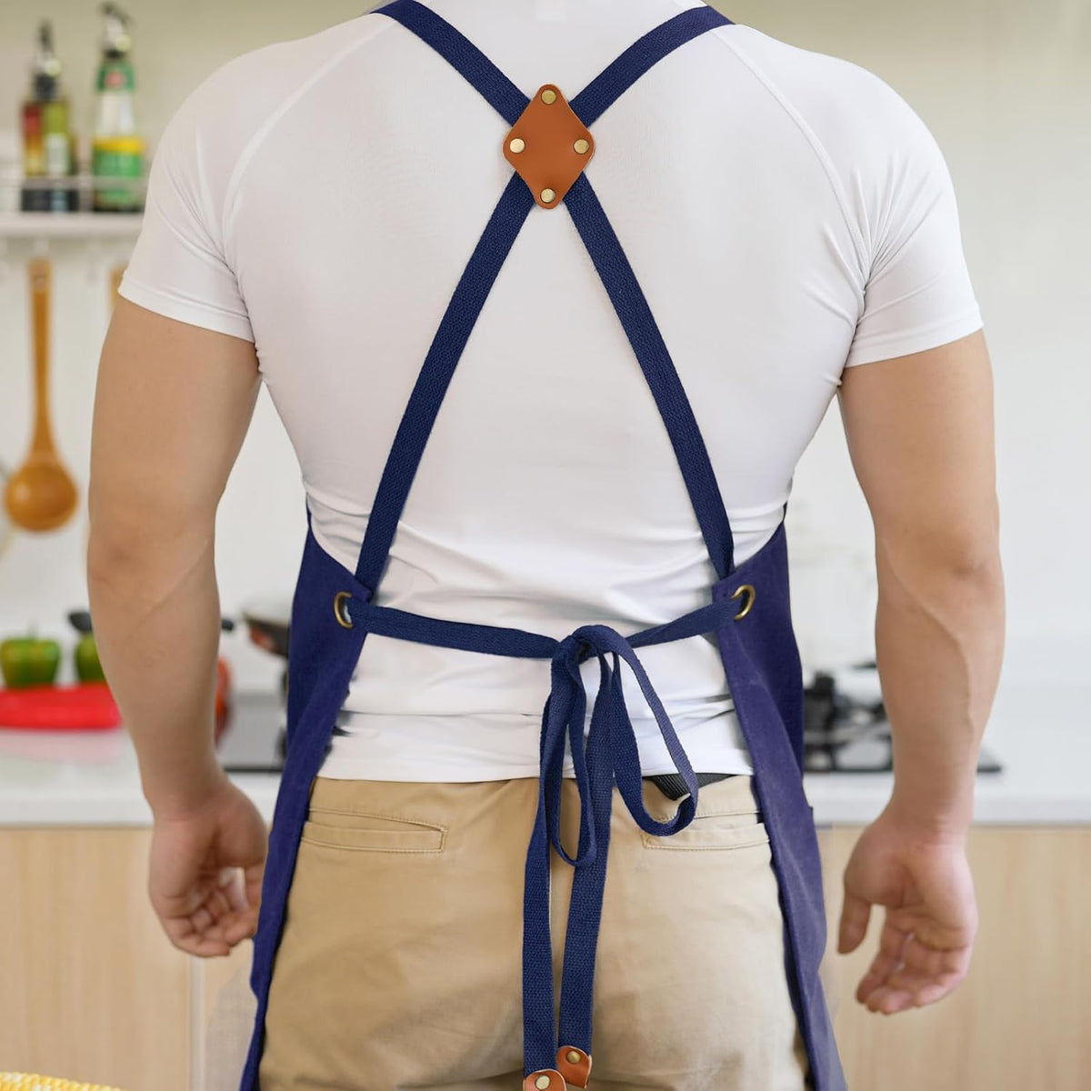 Canvas Aprons for Men Women, Heavy Duty BBQ Apron with Pockets | 100% Cotton Canvas, 16Oz Adjustable Cross Back Apron with Hardware Buckle, 32" X 27" Full Coverage, for Kitchen Grilling