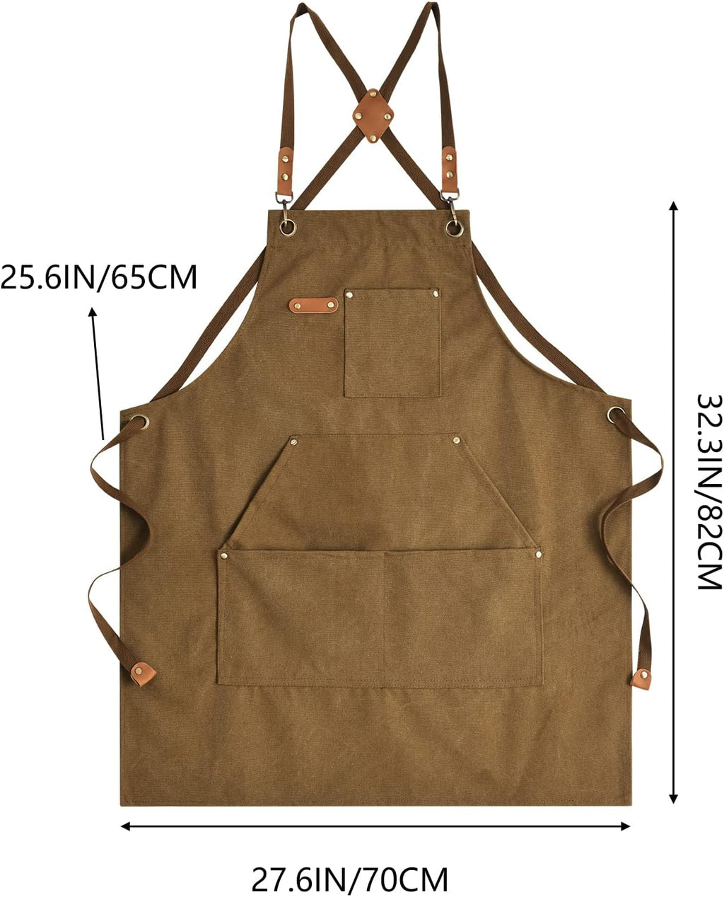 Canvas Aprons for Men Women, Heavy Duty BBQ Apron with Pockets | 100% Cotton Canvas, 16Oz Adjustable Cross Back Apron with Hardware Buckle, 32" X 27" Full Coverage, for Kitchen Grilling
