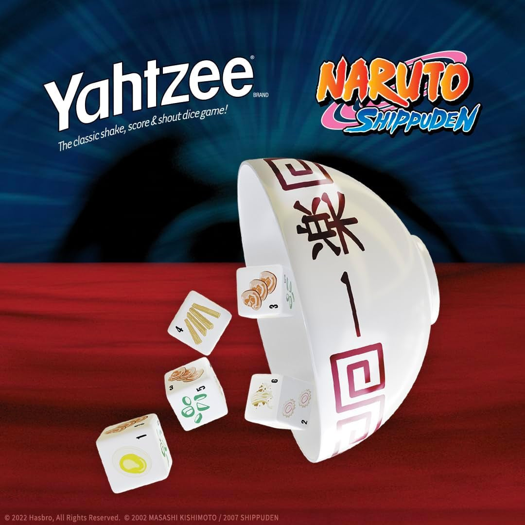 YAHTZEE: Naruto Shippuden | Collectible Ramen Bowl Dice Cup | Classic Family Dice Game Based on Anime Show | Great for Family Game Night | Officially-Licensed Naruto Game & Merchandise