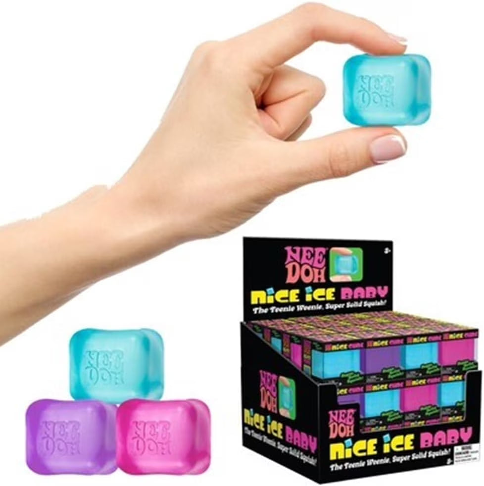 Schylling  Nice Ice Baby - Sensory Squeeze Toy - Single Mini Nice Cube in Assorted Colors - Ages 3+ (Pack of 1)