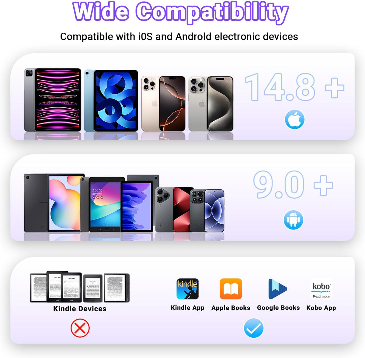 Tiktok Scrolling Ring Remote Control, Page Turner for Ipad Iphone Tablets | Wireless Camera Remote, Bluetooth Scrolling Ring for Tiktok Youtube Instagram Ios Android, Ergonomic Flexible Ring (Purple)