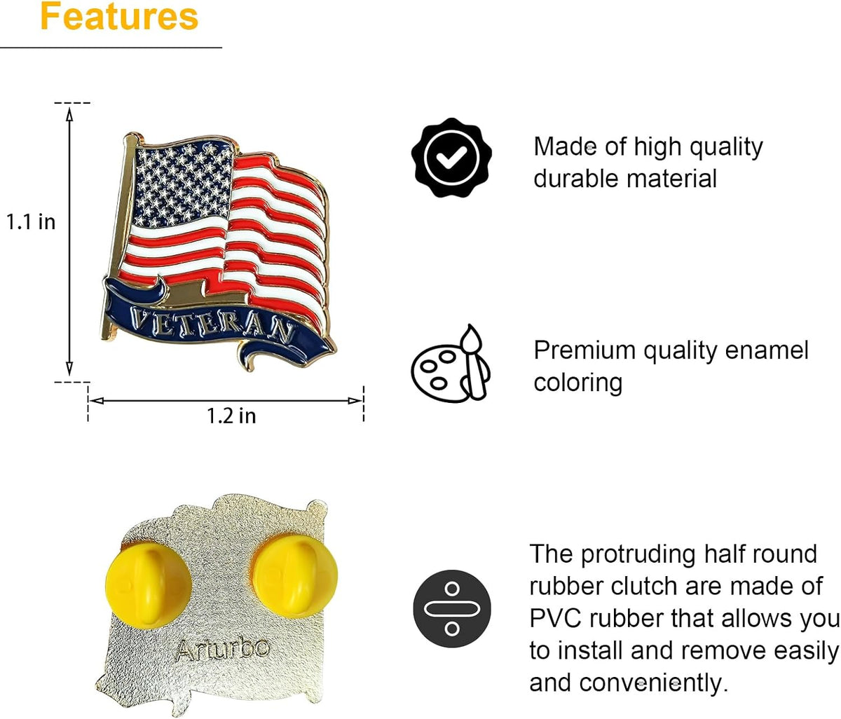Patriotic Veteran Pin American Flag Lapel Pins USA Badge United States Trump Enamel Pin Brooches for Gifts Decoration