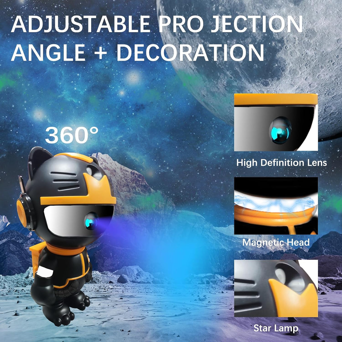 Galaxy Projector for Bedroom, 8 Colors Northern Lights Projector, Robot Astronaut Star Projector with Remote Control, Nebula Ceiling Night Light for Kids Room Decor