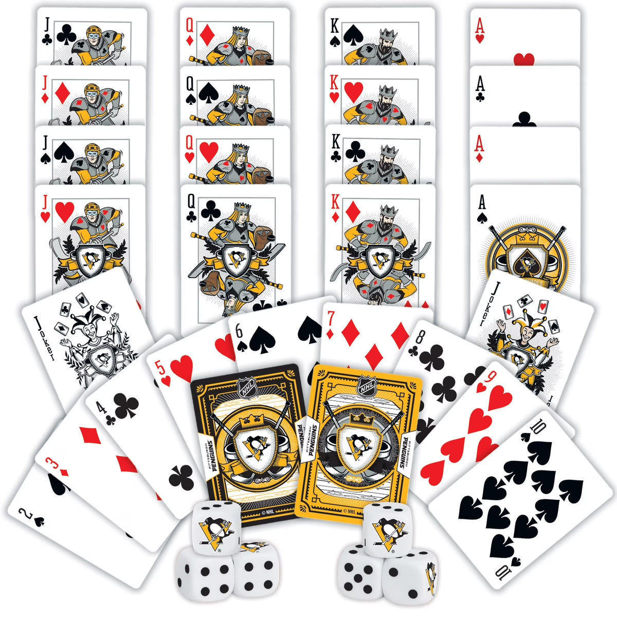 Officially Licensed NHL Pittsburgh Penguins 2-Pack Playing Cards & Dice Set for Adults