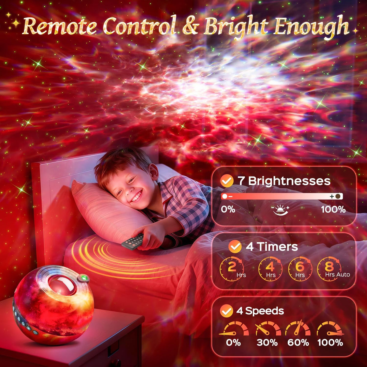 Galaxy Projector Night Light Projector, 15-Color Star Projector for Bedroom | 15 White Noises, 7 Brightness, 4 Speed,Green Star,Bluetooth,Romote,Timer,Teen Boys Gift,Ceiling,Room Decor,Relax,Ocean,Space