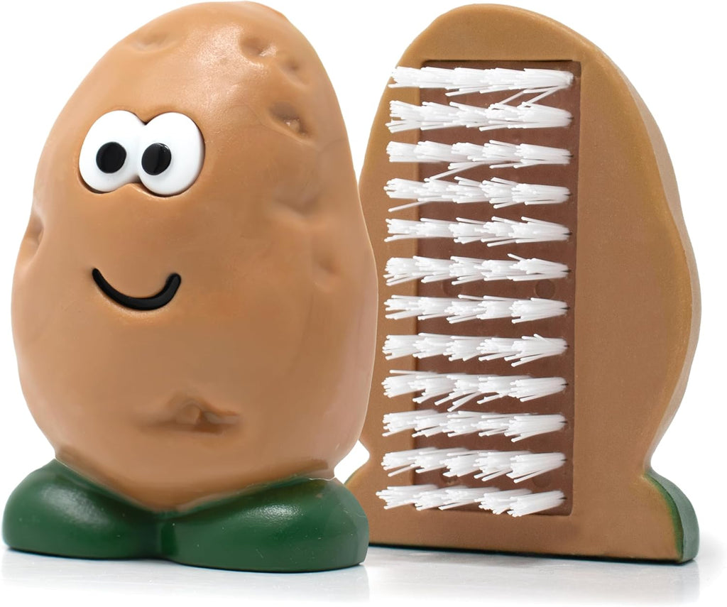 Spud Dude Potato Brush, Compact Handheld Produce Scrubber | Cleans Vegetables and Fruits with Gentle Nylon Bristles, Tough on Dirt but Preserves Nutrients, Bpa-Free