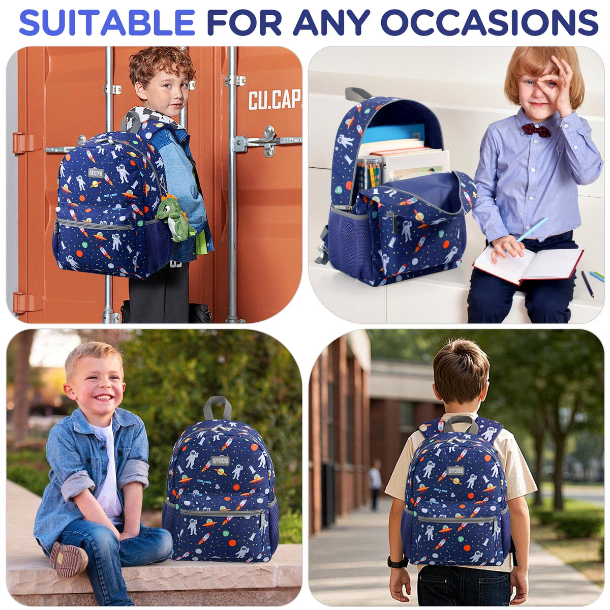 Kids Backpack for Boys, Space Waterproof Toddler Bookbag for Kids School Backpacks