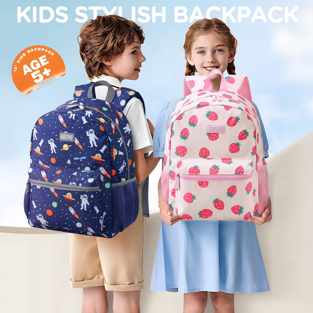 Kids Backpack for Girls, Waterproof Teens Bookbag Cute School Backpacks, Strawberry Pattern