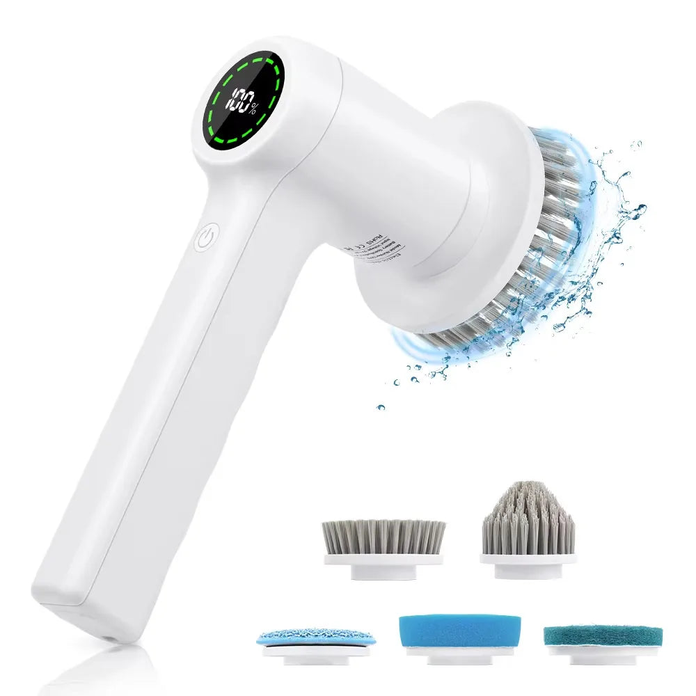Electric Cleaning Brush 5 in 1 Electric Spin Cleaning Scrubber USB Rechargeable Electric Rotary Scrubber Household Appliances