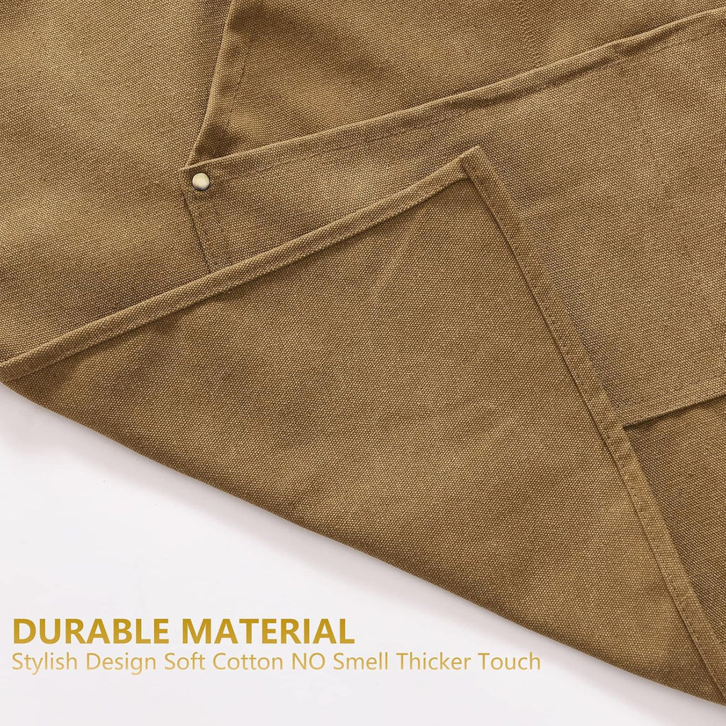 Canvas Aprons for Men Women, Heavy Duty BBQ Apron with Pockets | 100% Cotton Canvas, 16Oz Adjustable Cross Back Apron with Hardware Buckle, 32" X 27" Full Coverage, for Kitchen Grilling
